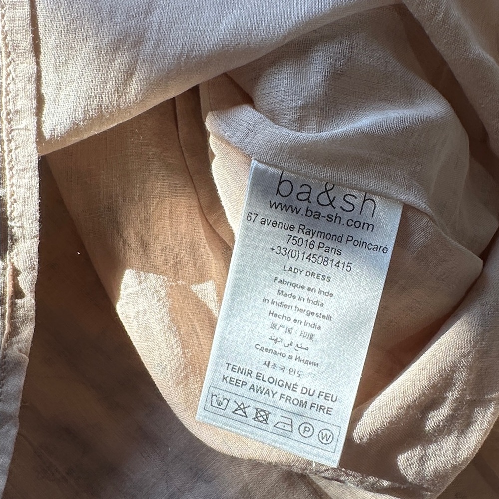 Ba&sh Beige Belle dress nude size 3 or US 8 cotton lined - Picture 12 of 15